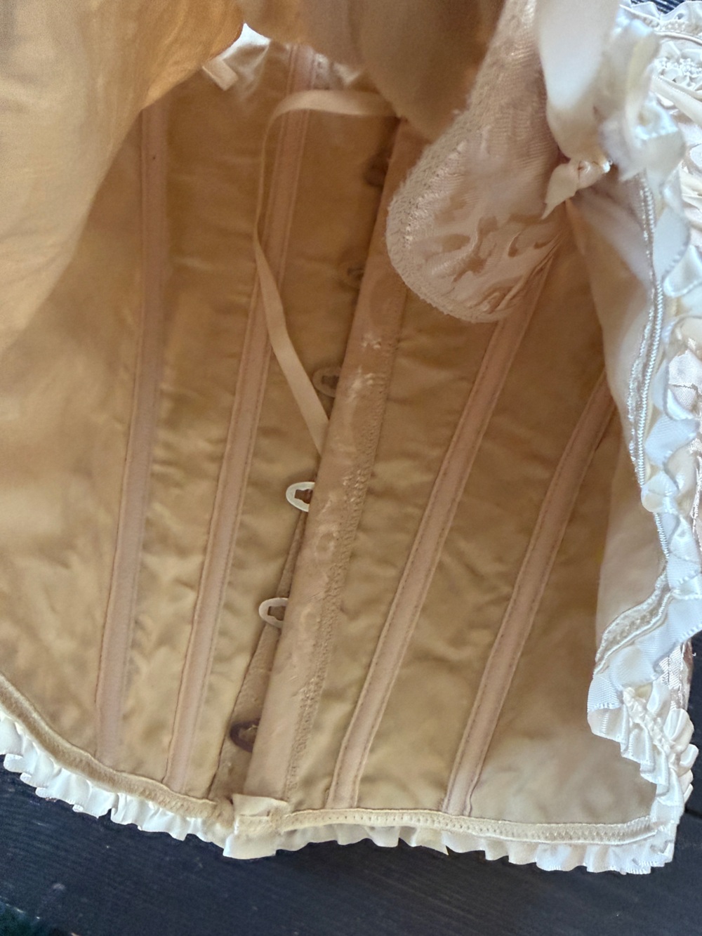 Ivory Lace-Up Brocade Corset Bustier Satin Top L NWOT - Picture 16 of 16